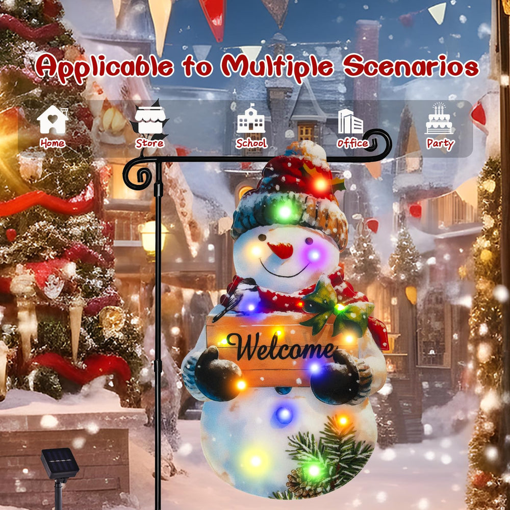 amadecohome nighttime lit display with LEDs creating colorful holiday glow for passersby