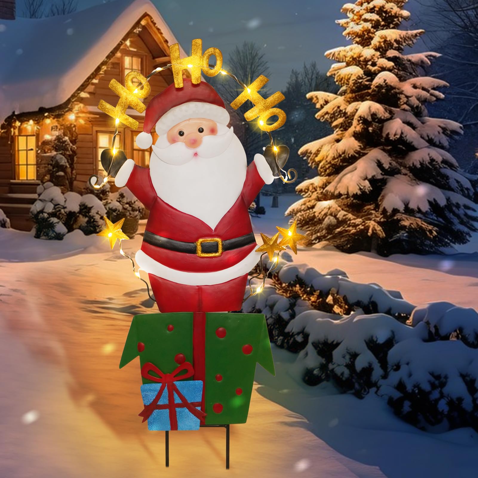 amadecohome front view Santa stake showing festive design and curb appeal