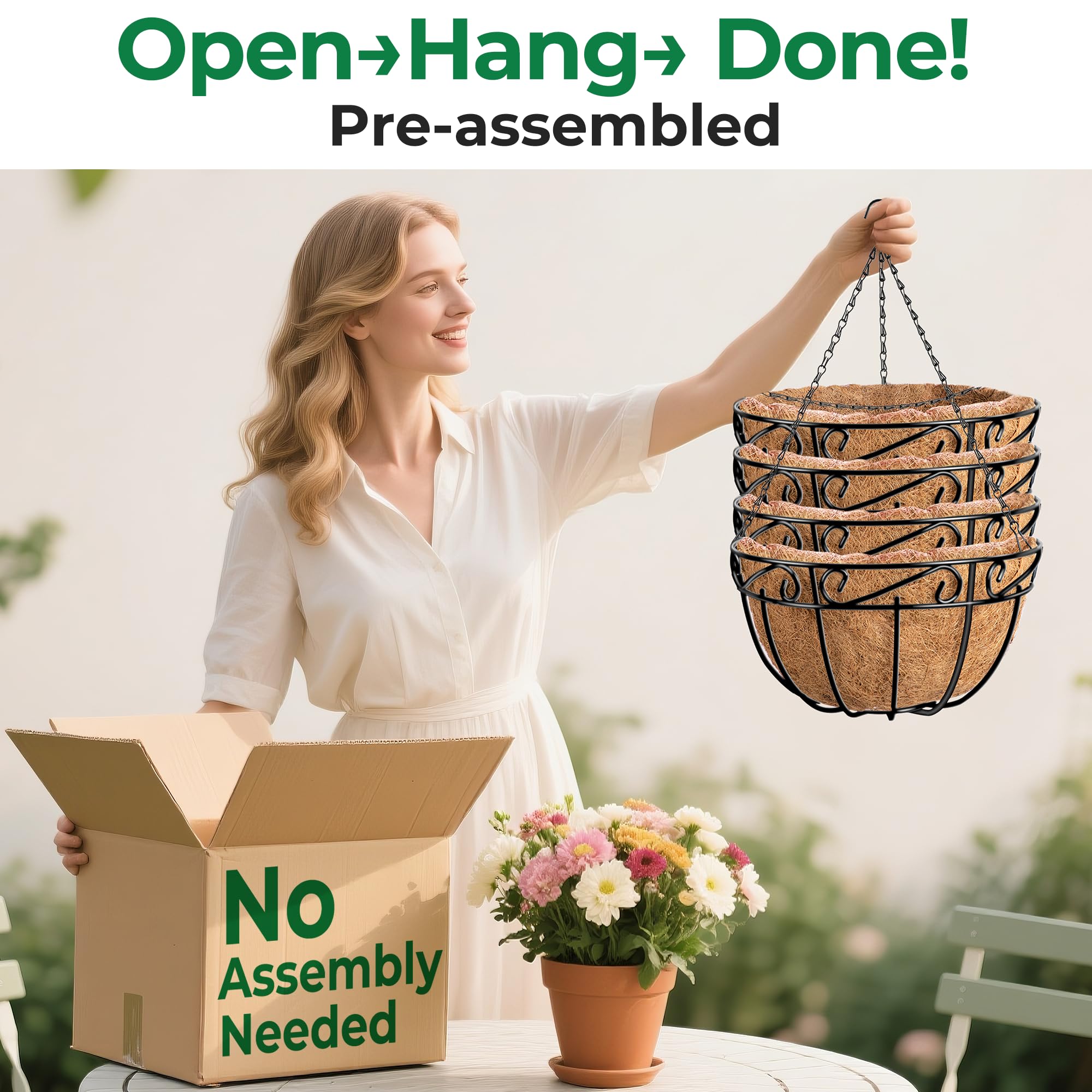 AMAGABELI GARDEN & HOME hanging basket with pothos on porch, saves floor space