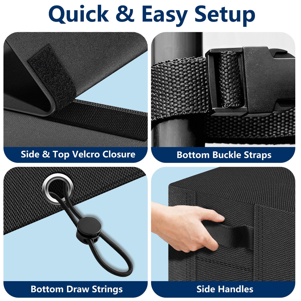 AMAGABELI velcro access flap for quick, convenient firewood retrieval