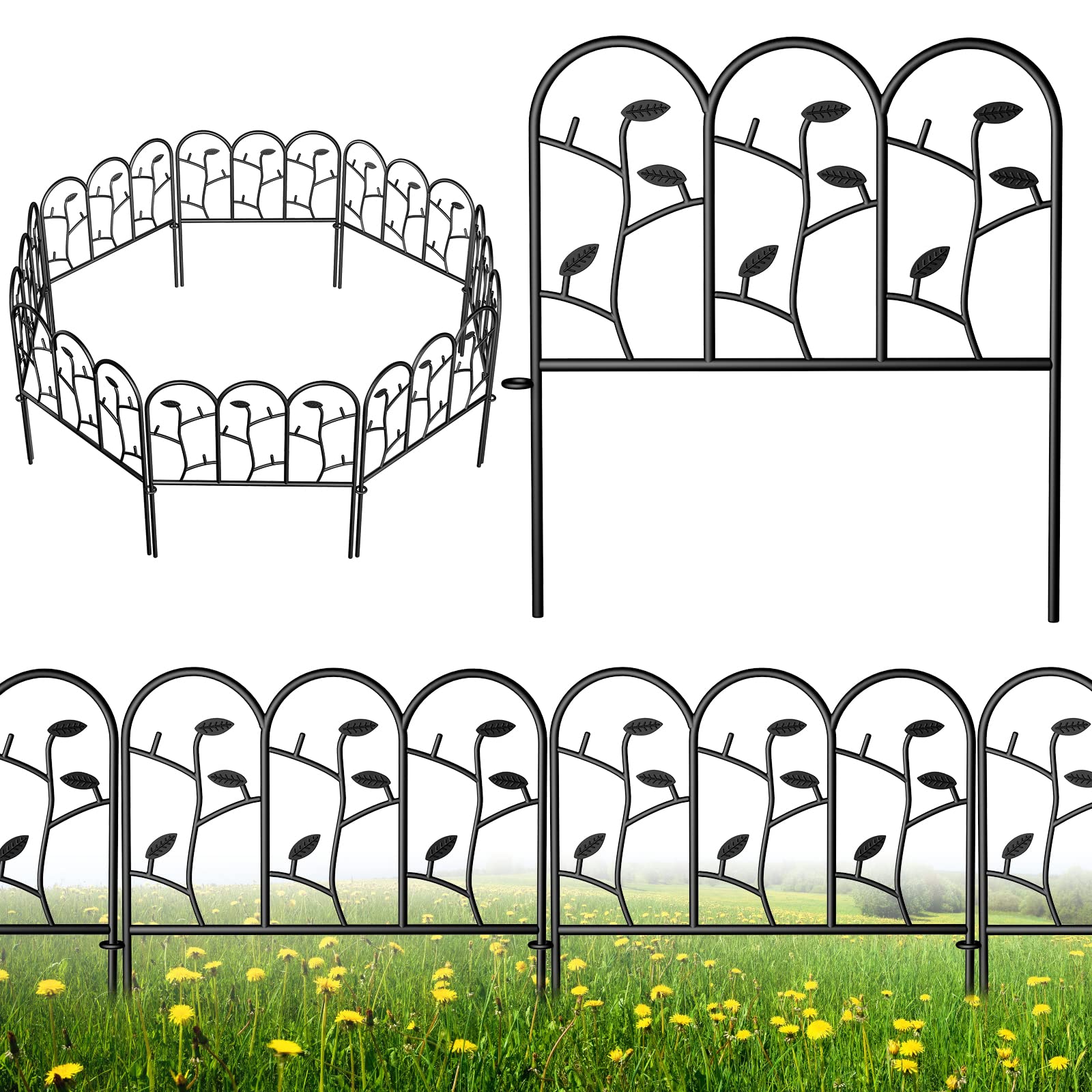 AMAGABELI front view of 6-panel fence showing full decorative border and curb appeal