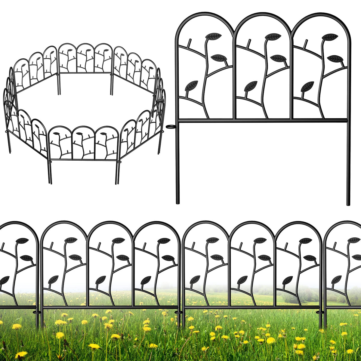 AMAGABELI front view of 6-panel fence showing full decorative border and curb appeal