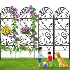 AMAGABELI front view of four trellises showing clean decorative support