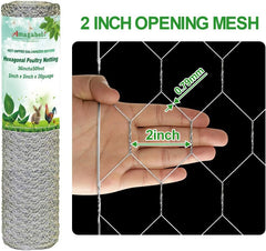 AMAGABELI close-up of 2-inch hexagonal mesh showing sturdy galvanized wire detail