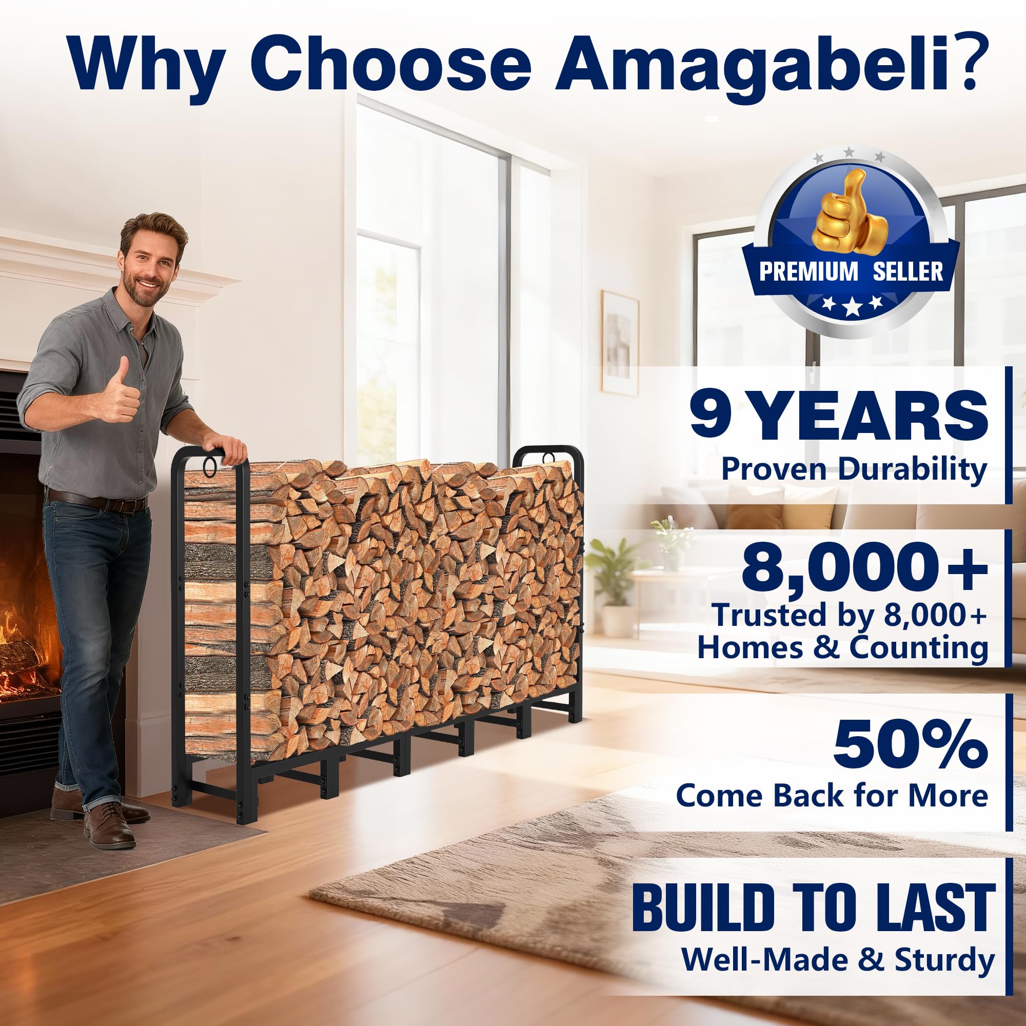 Amagabeli powder-coated finish detail showing rust-resistant protection benefit