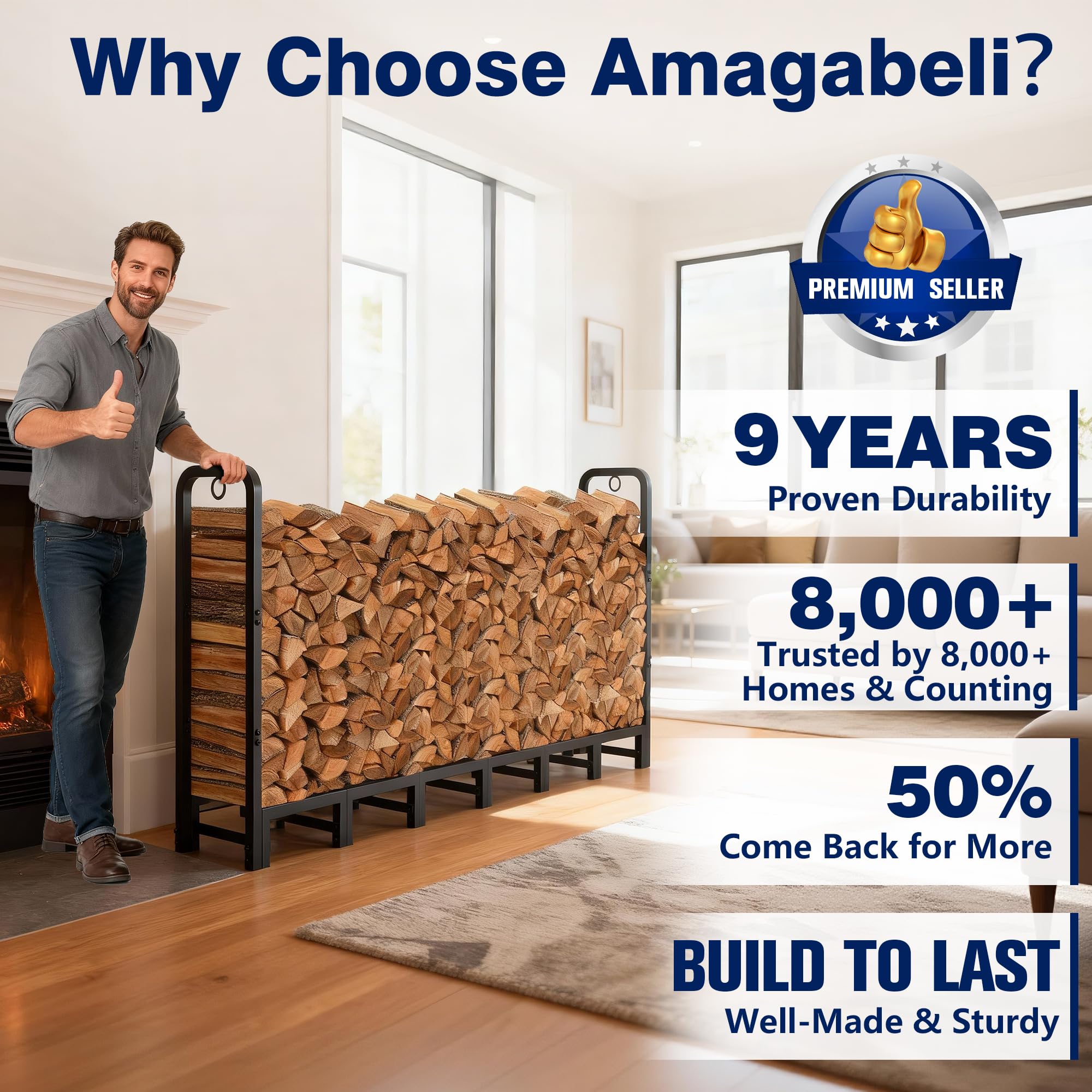 Amagabeli powder-coated finish texture resisting rust and weather benefit
