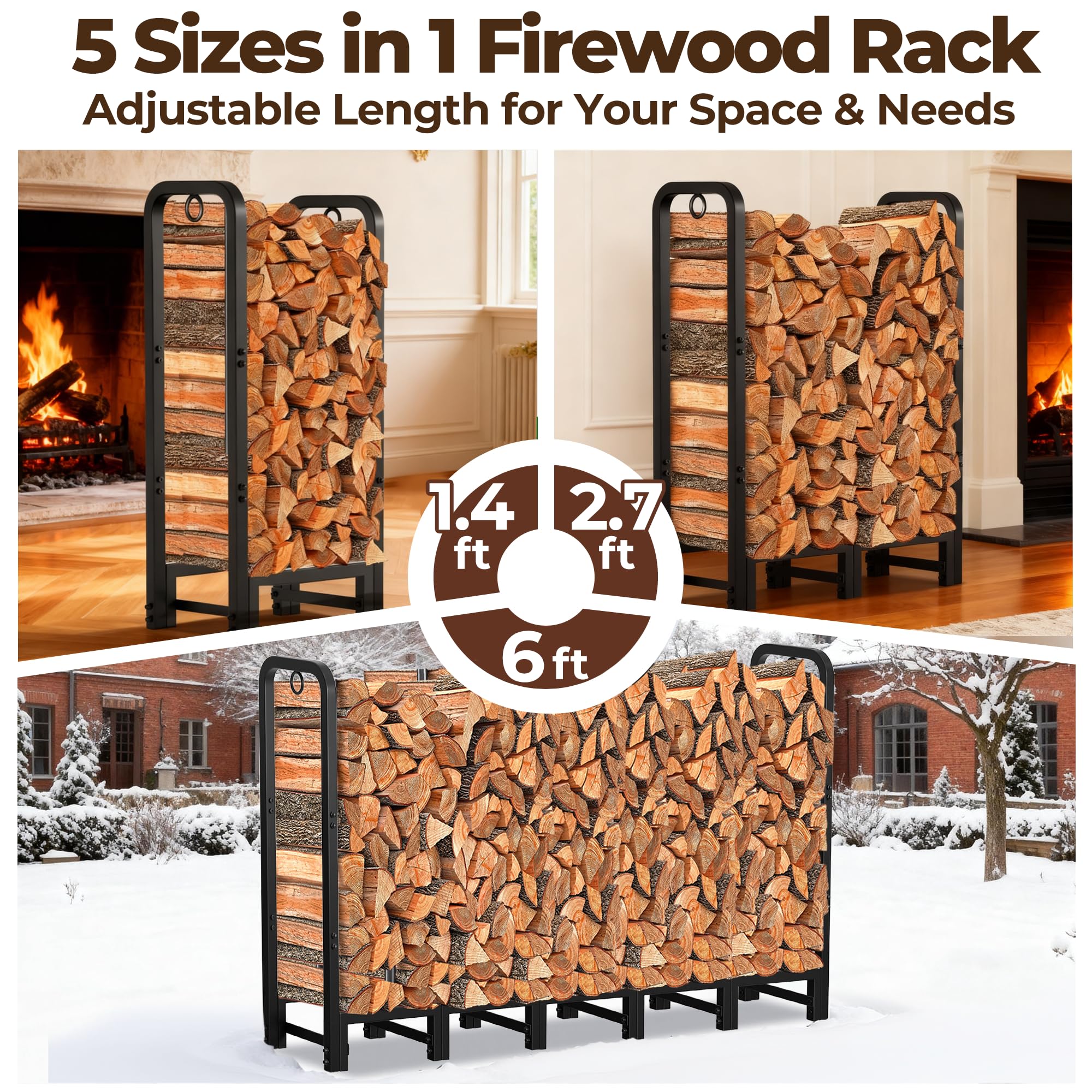 Amagabeli rack full of logs in use demonstrating ready-to-burn convenience benefit