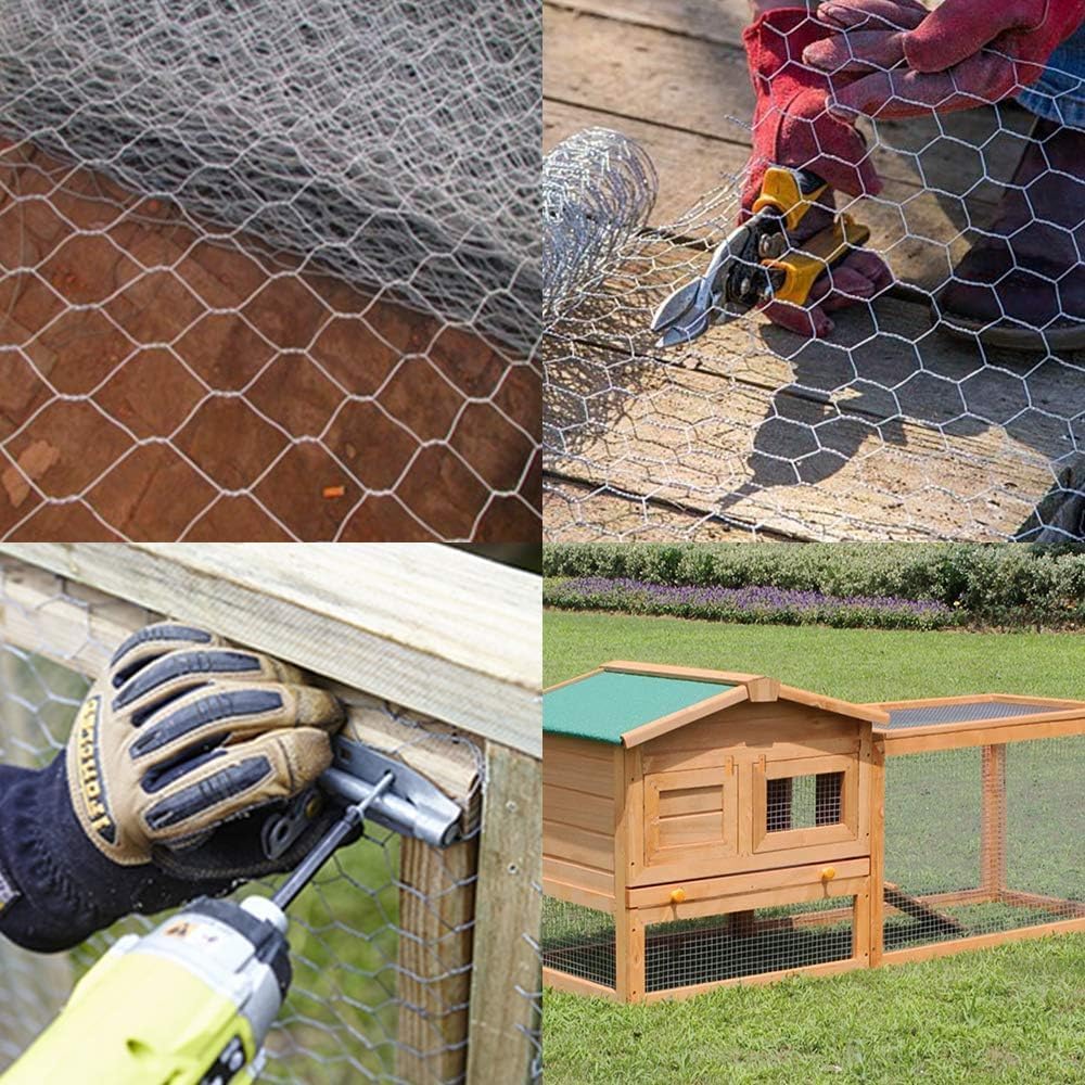 AMAGABELI unrolled chicken wire on lawn demonstrating easy handling and length advantage