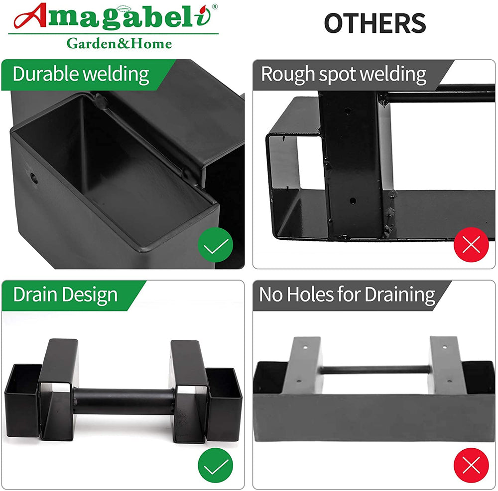 AMAGABELI GARDEN & HOME side profile of mounted brackets showing stable log support