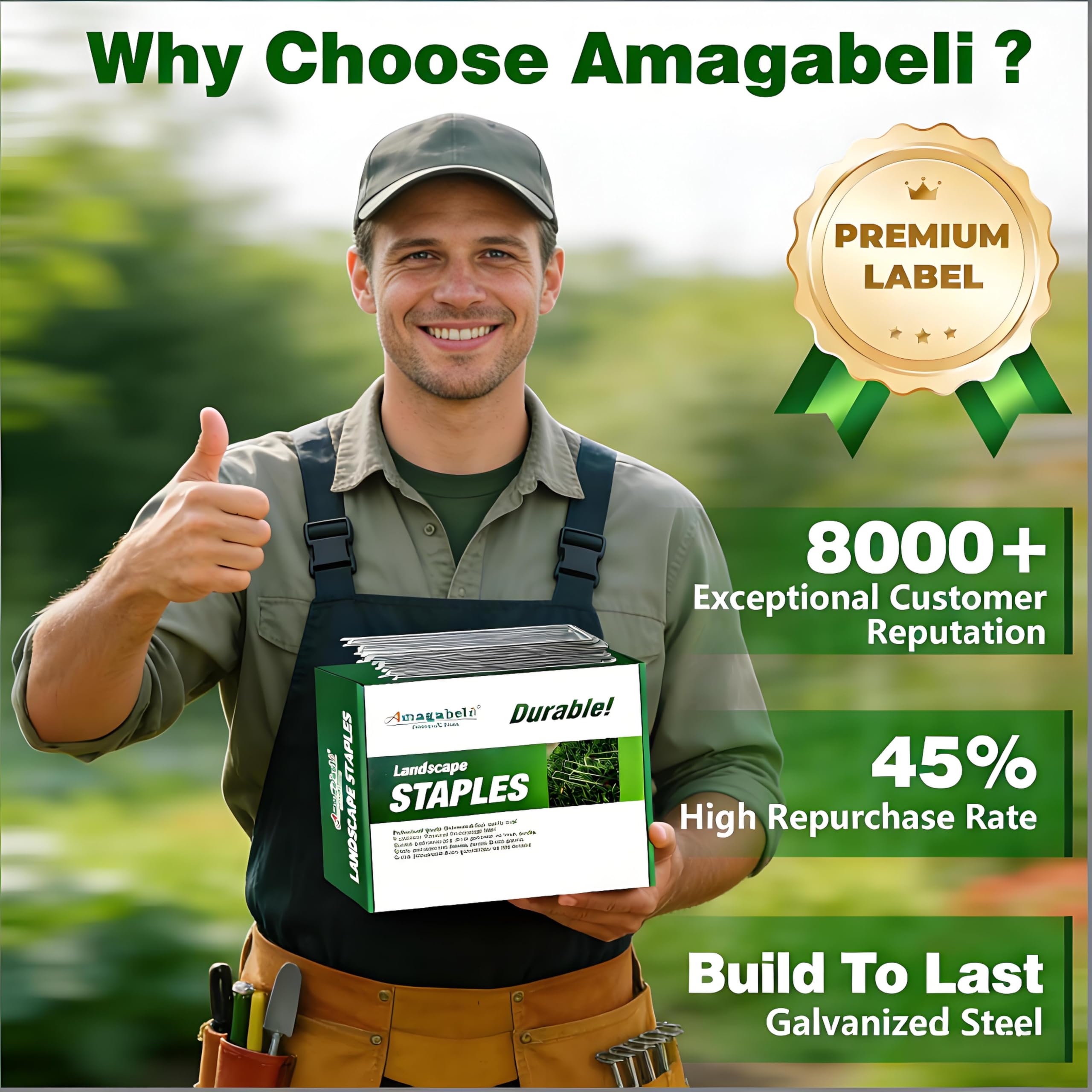 AMAGABELI staple pushed into sod offering firm ground hold