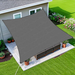 Amagenix front view of dark grey shade sail showing coverage and style benefit