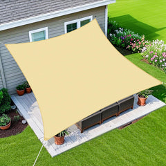 Amagenix front view 12x16 beige shade sail showing full coverage benefit