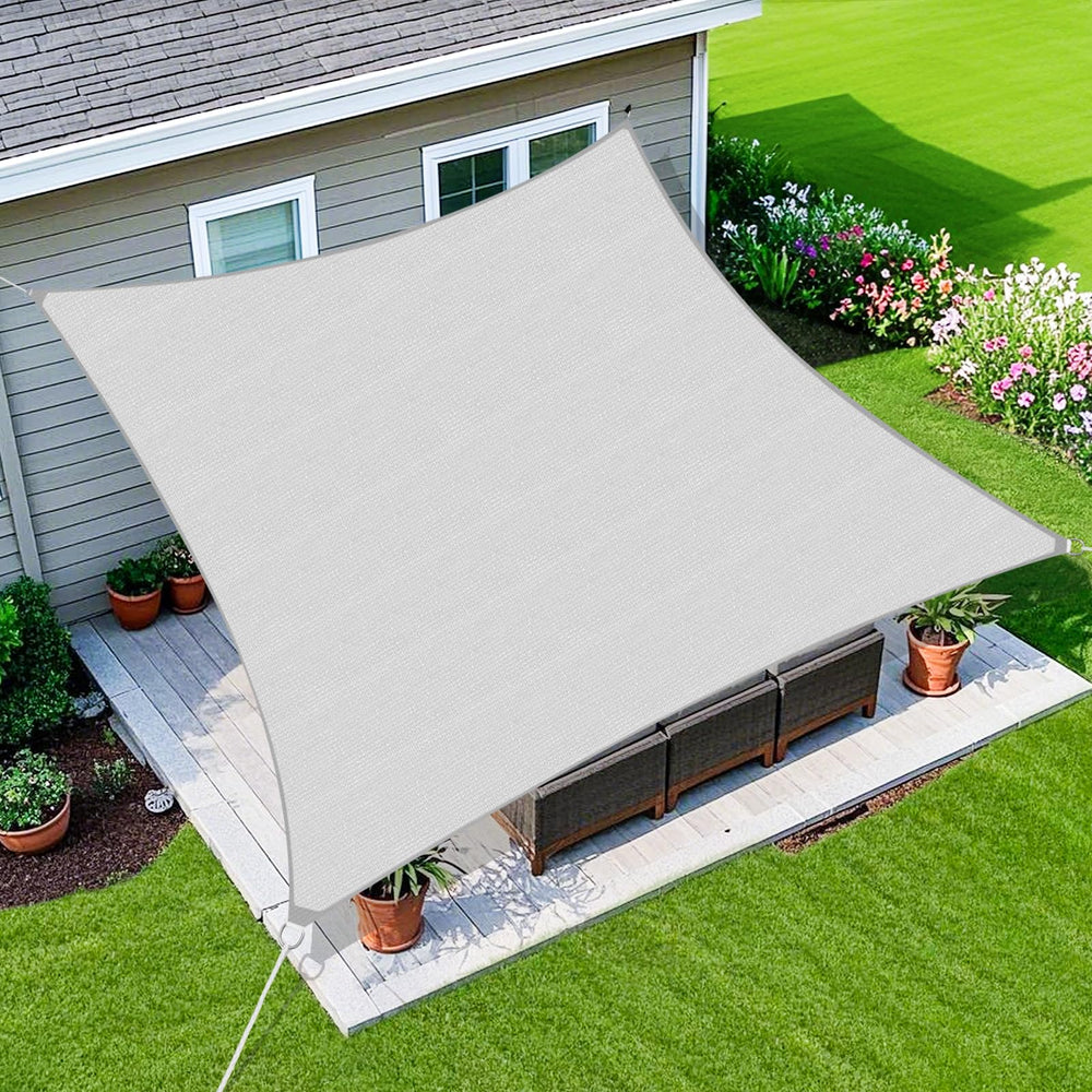 Amagenix front view of 8x10 shade sail showing clean coverage and sun protection