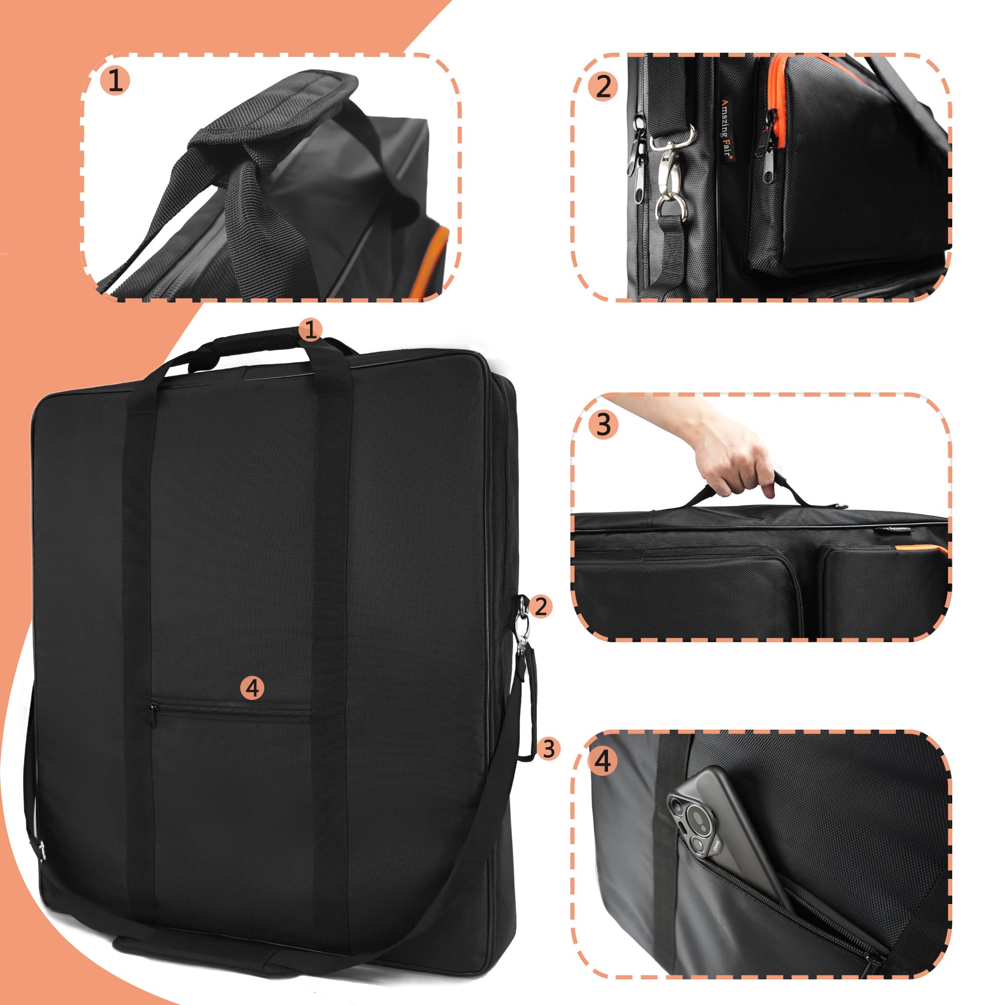 Amazing Fair front pockets filled with cables and adapters keeping accessories organized and protected