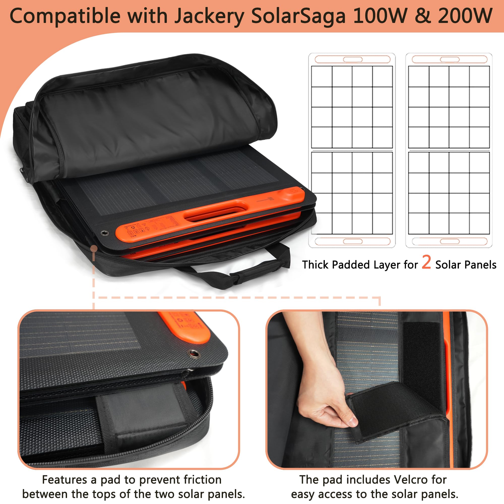 Amazing Fair open interior with padded foam divider protecting two Jackery panels from scratches