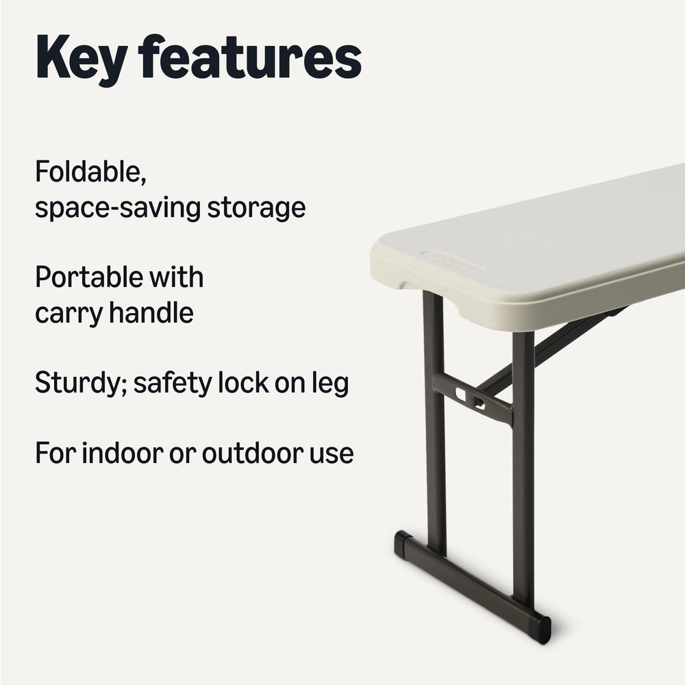 Amazon Basics folded bench highlighting integrated carry handle for convenient transport