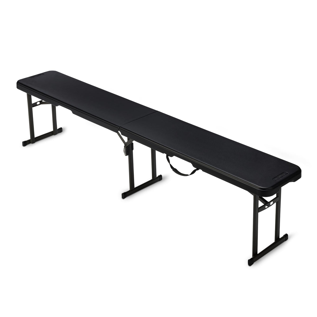 Amazon Basics bench front profile showing full seating and sturdy legs benefit portability