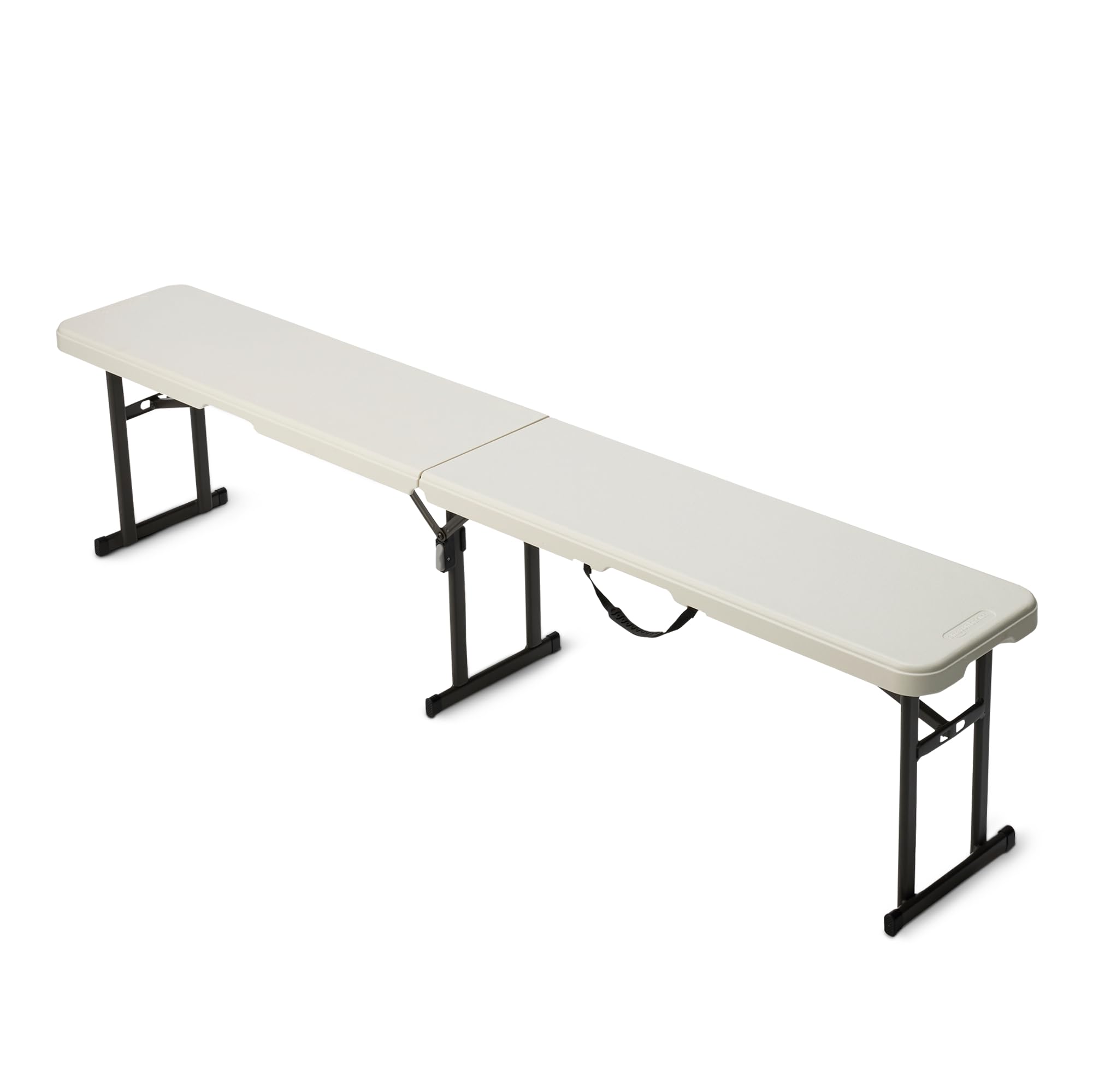 Amazon Basics front view of white 6-foot bench showing seating surface and legs for easy seating