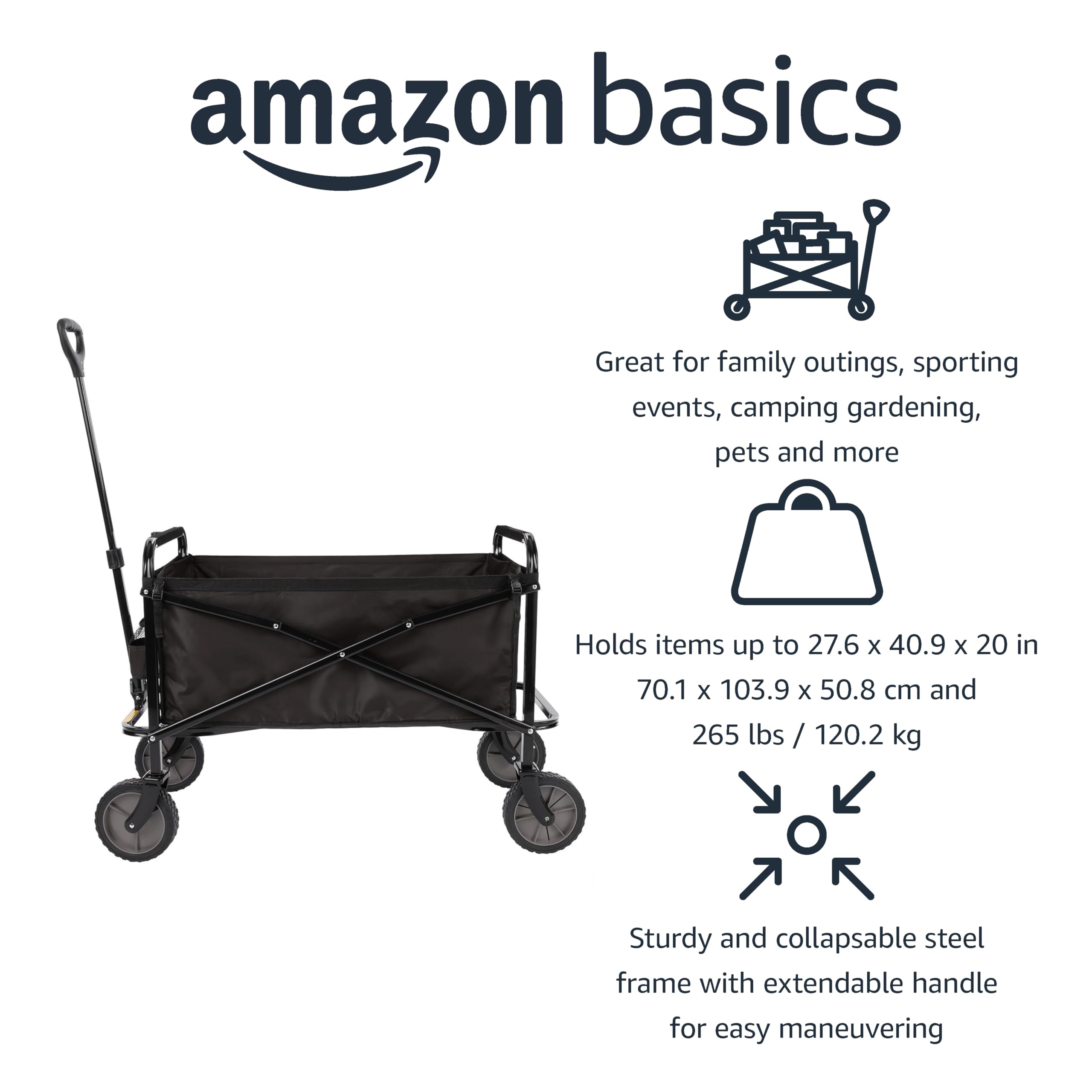 Amazon Basics close-up of steel frame and fabric joint for durable support