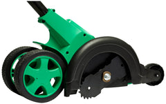 Amazon Basics depth adjustment detail showing spring-assisted front wheel for accurate depths