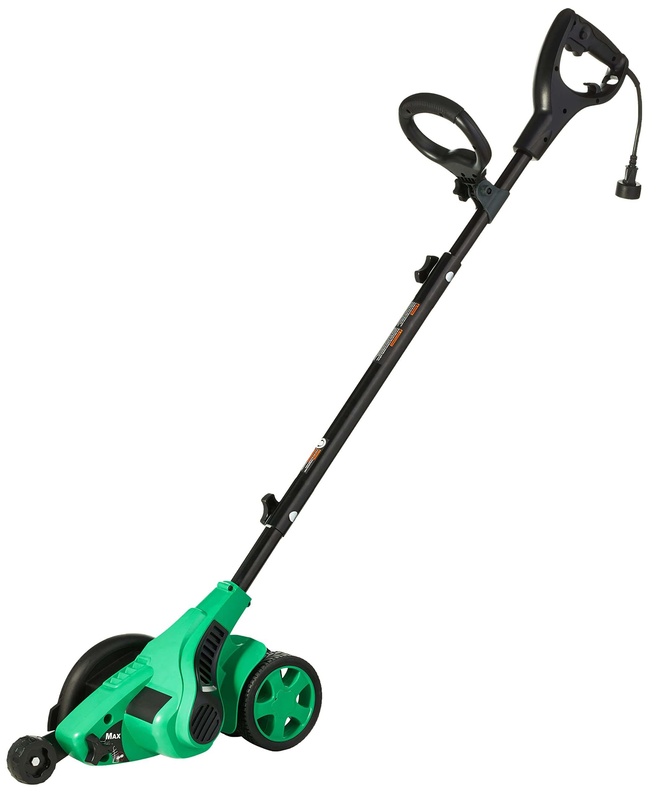 Amazon Basics edger front view showing controls and stable stance for precise edging
