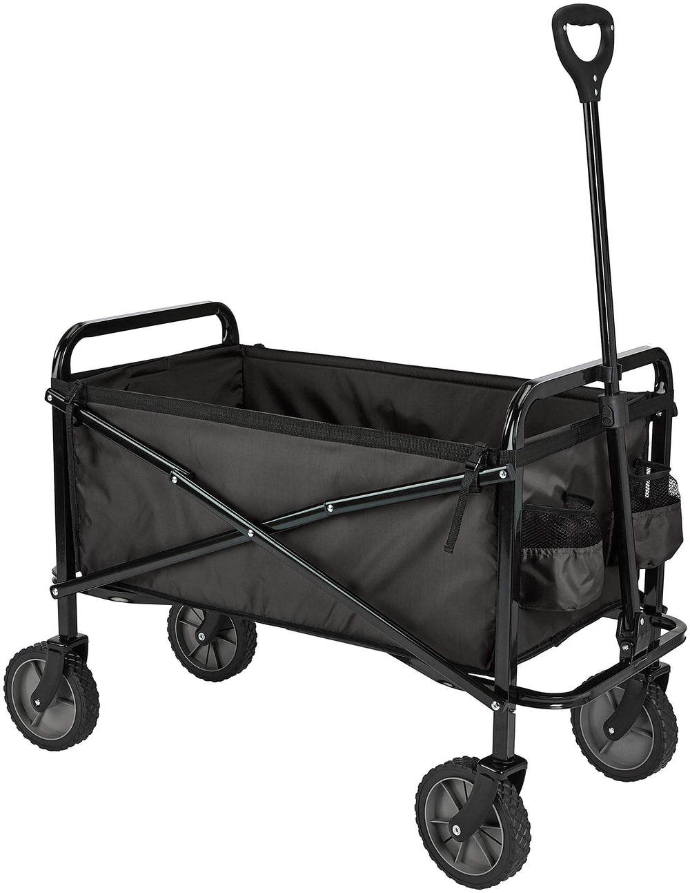 Amazon Basics front view of wagon showing cargo area and wheels for easy hauling