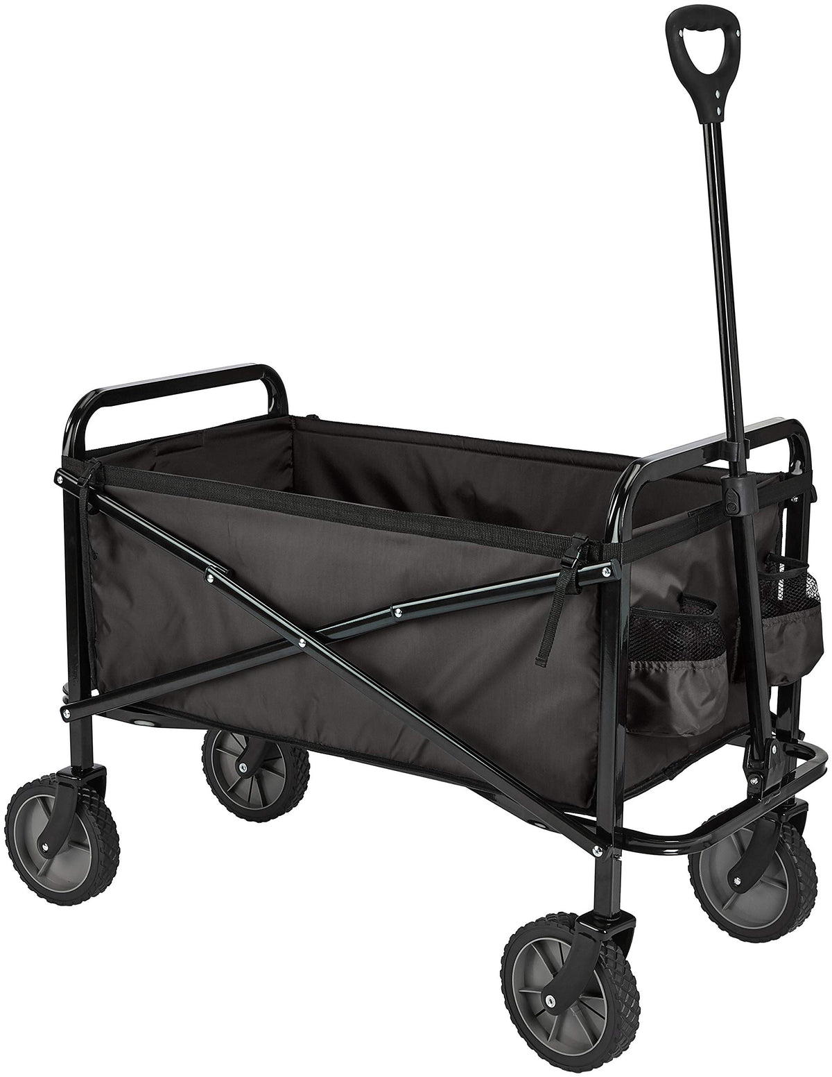 Amazon Basics front view of wagon showing cargo area and wheels for easy hauling