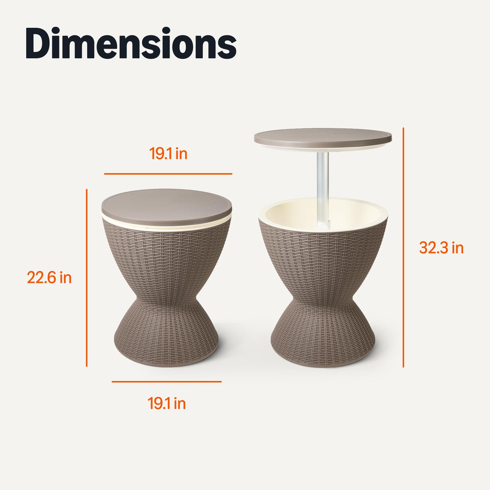 Amazon Basics lifestyle patio setup showing table keeping beverages chilled