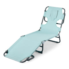Amazon Basics front view of chair showing blue fabric and frame for comfortable lounging