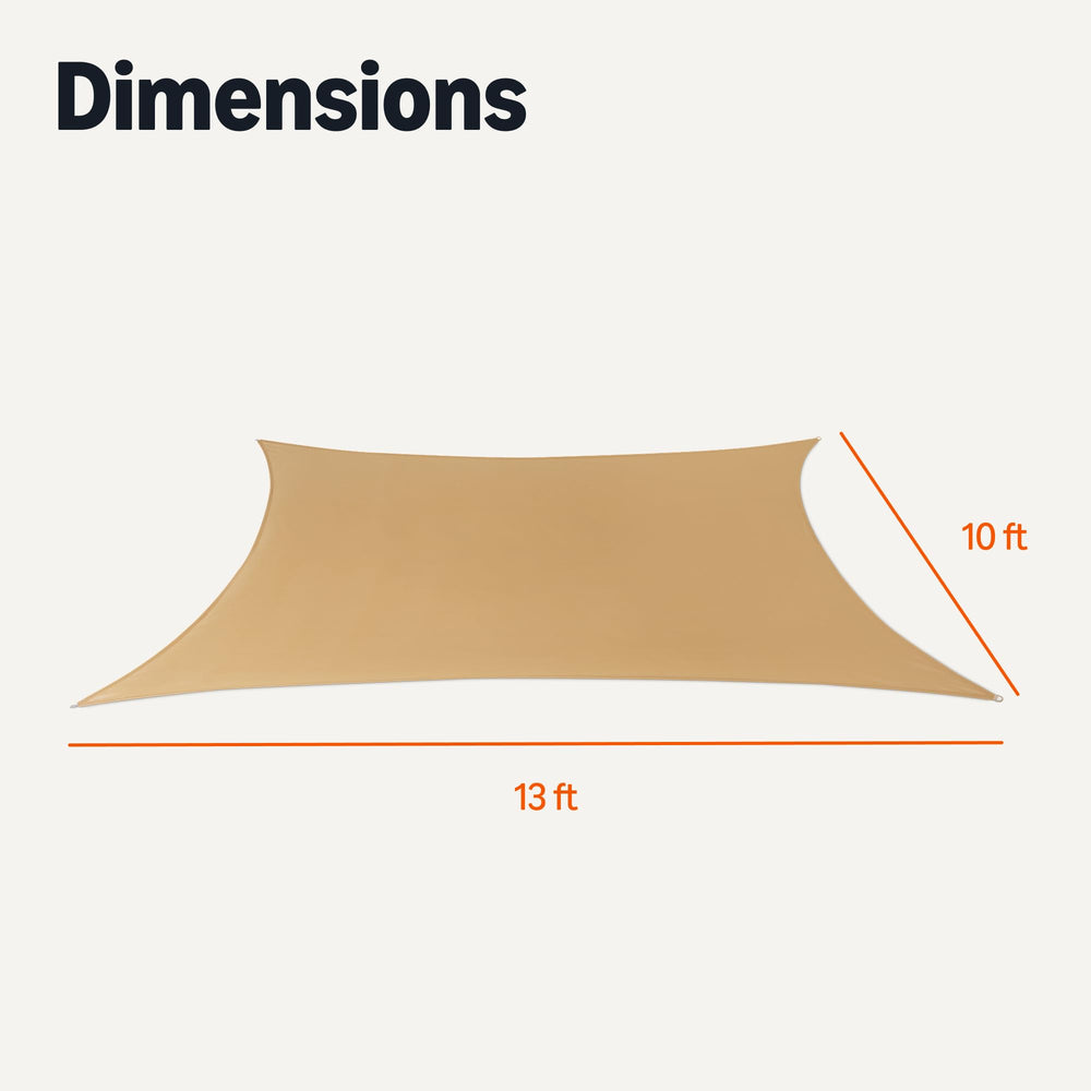 Amazon Basics sail beside chair showing 10x13 ft size and scale