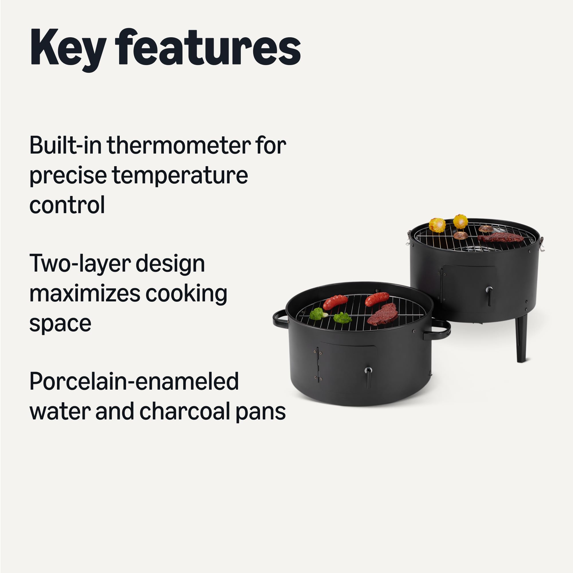 Amazon Basics close-up of built-in thermometer for quick temperature checks benefit