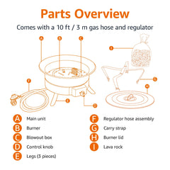Amazon Basics top view of burner lit providing clear visual warmth