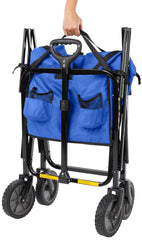 Amazon Basics wagon at campsite carrying coolers and camping gear