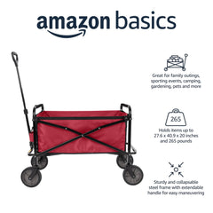 Amazon Basics close-up of steel frame and telescoping handle for durable maneuvering