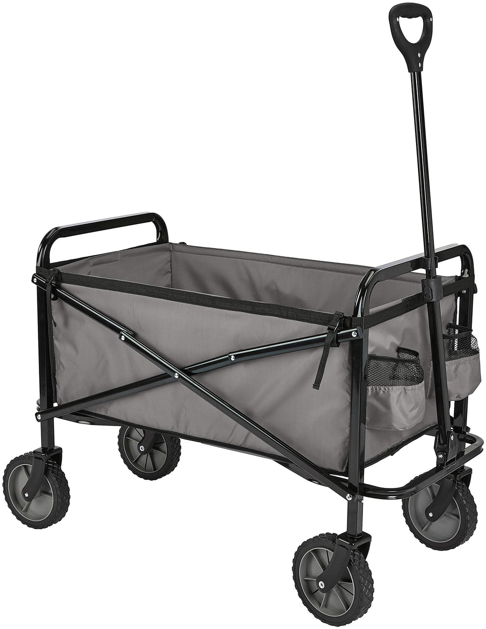 Amazon Basics wagon front view showing full load capacity and sturdy frame for hassle-free hauling