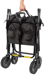 Amazon Basics wagon loaded at picnic demonstrating easy transport of gear