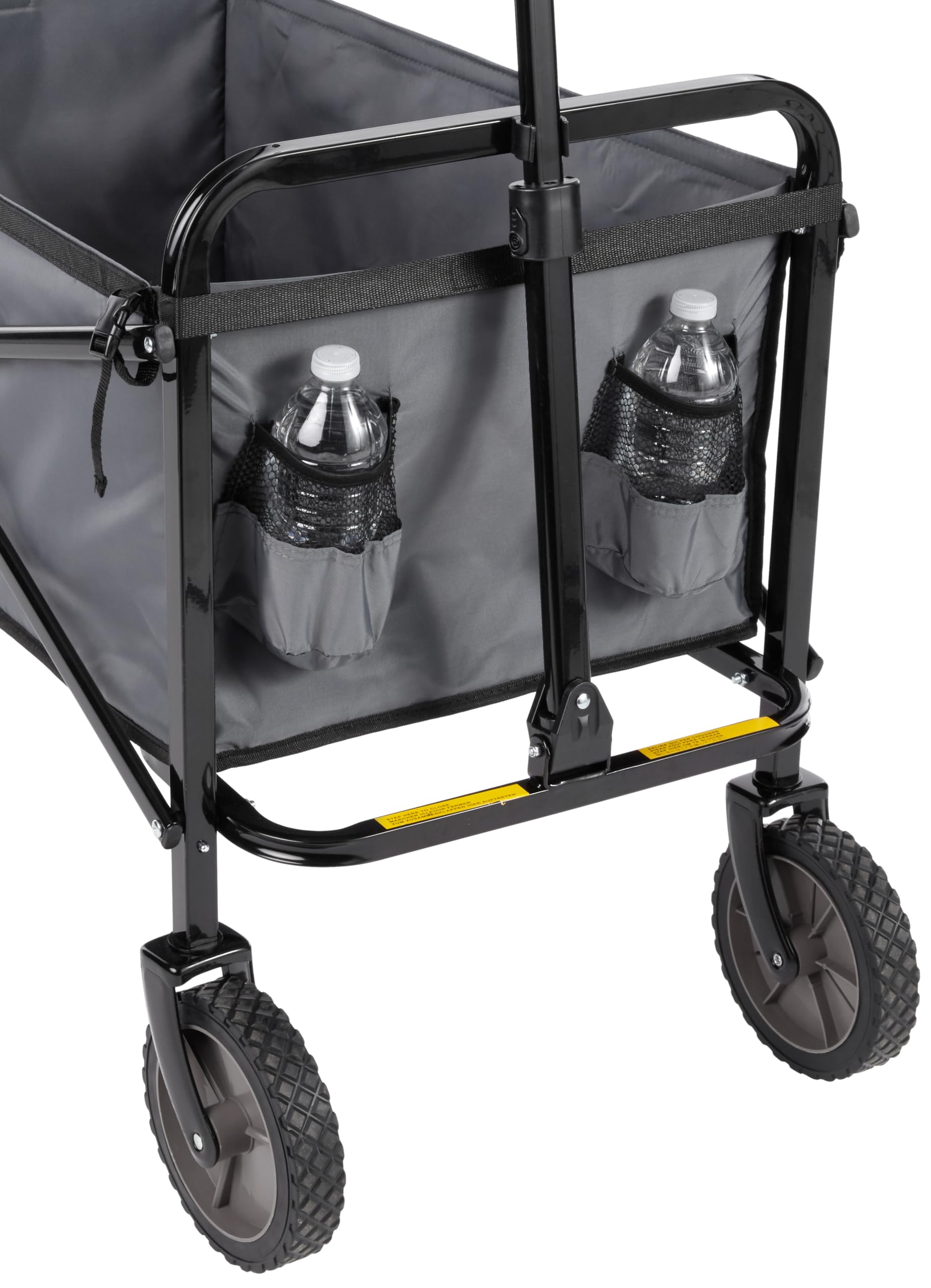 Amazon Basics wagon close-up of exterior pockets and fabric for organized access and convenience