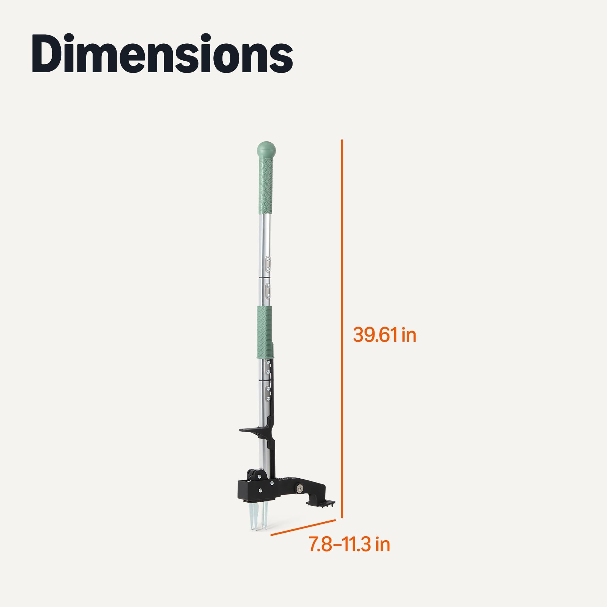 Amazon Basics tool next to ruler showing 39.61 inch length for extended reach