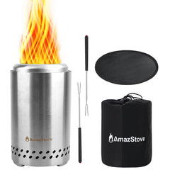 AmazStove front view on table showing compact, modern design and easy setup