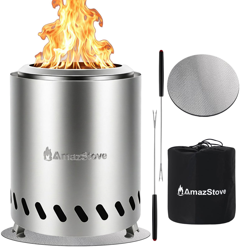 AmazStove front view on table showing compact design and social focus