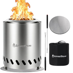 AmazStove front view on table showing compact design and social focus