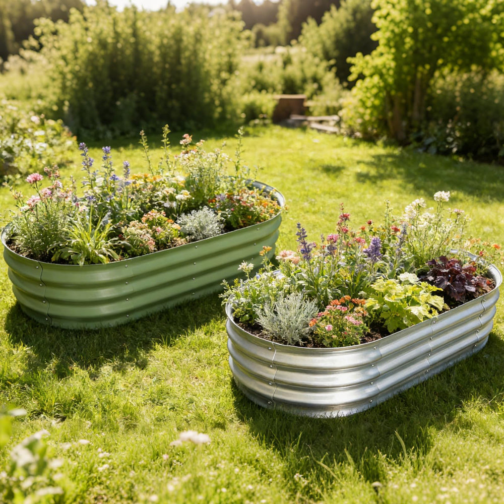 AmazStove raised beds on patio with vegetables demonstrating space-saving gardening