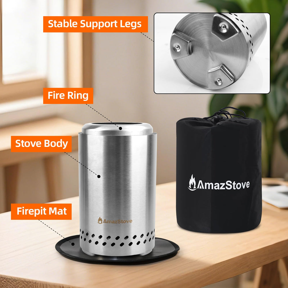 AmazStove on a patio table creating warm, social atmosphere for small groups