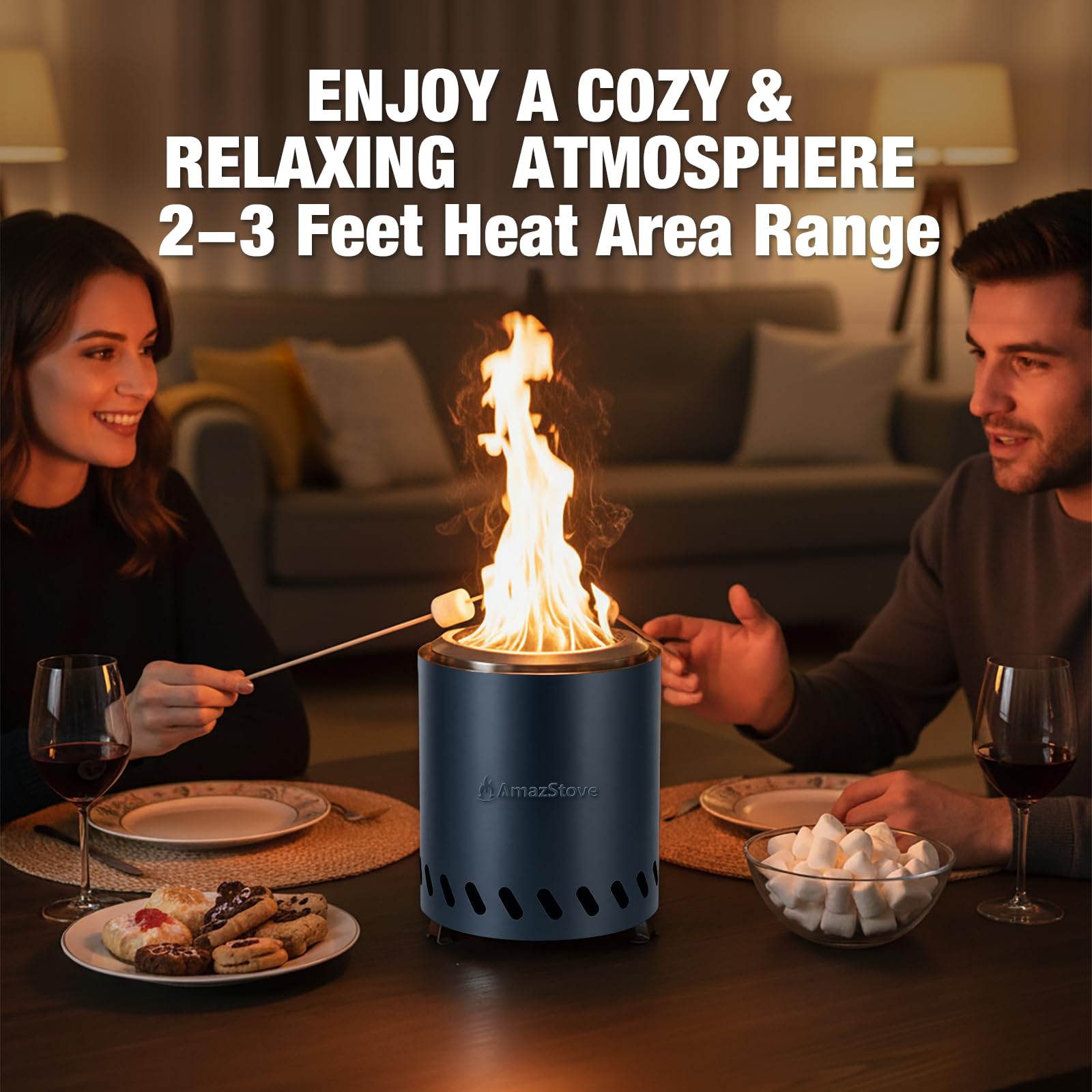 AmazStove size comparison in hand scale showing portable 9.7 x 7.1 inch footprint