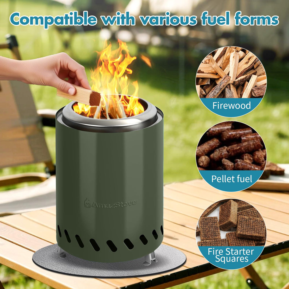 AmazStove size comparison with hand and keys showing portable scale