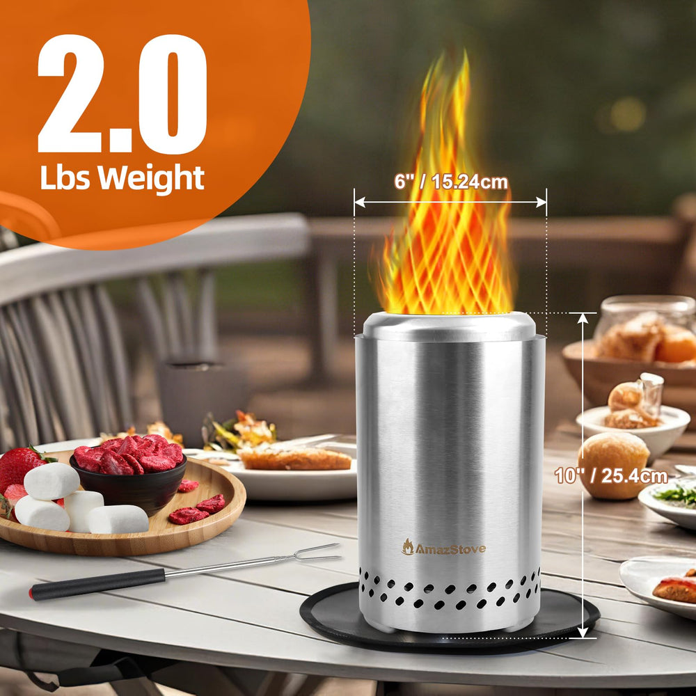AmazStove spinning tornado flame effect creating dramatic ambiance and visual focus