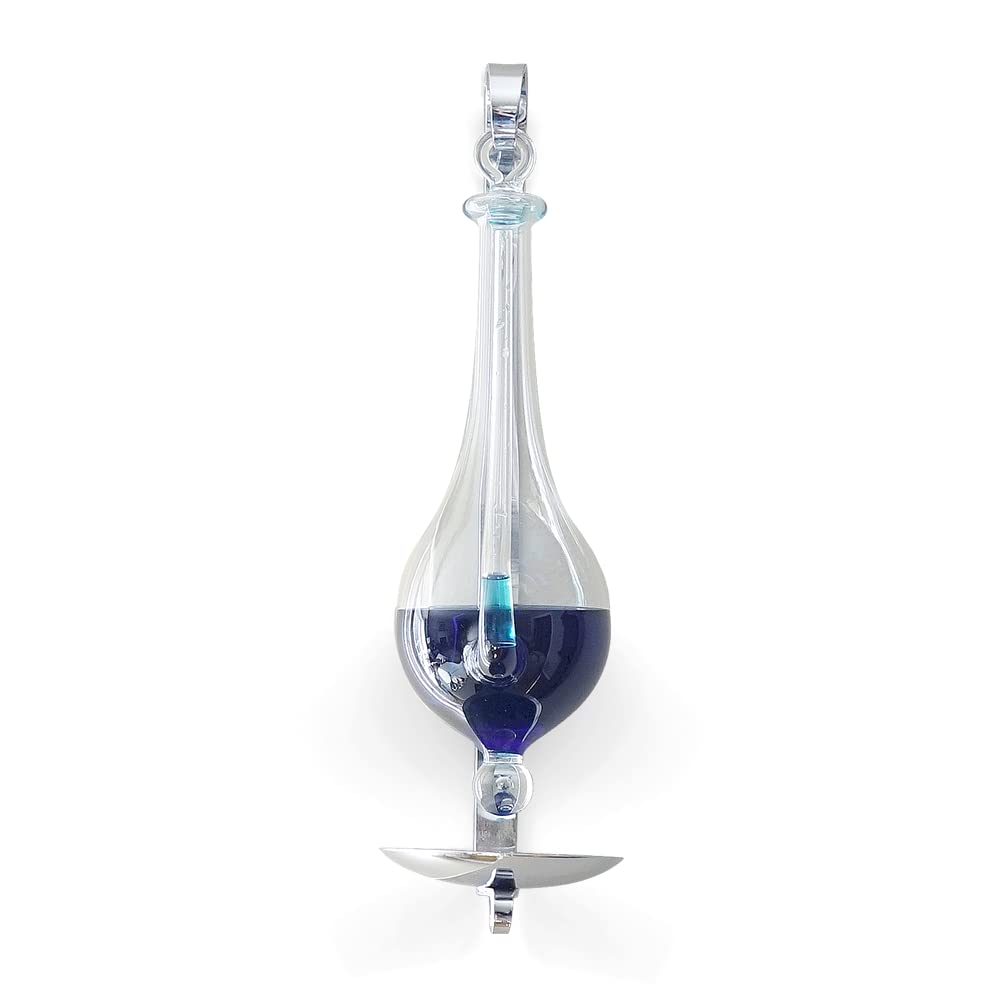 Ambient Weather B1025C front view showing full 13-inch hand-blown barometer and bracket for decorative monitoring