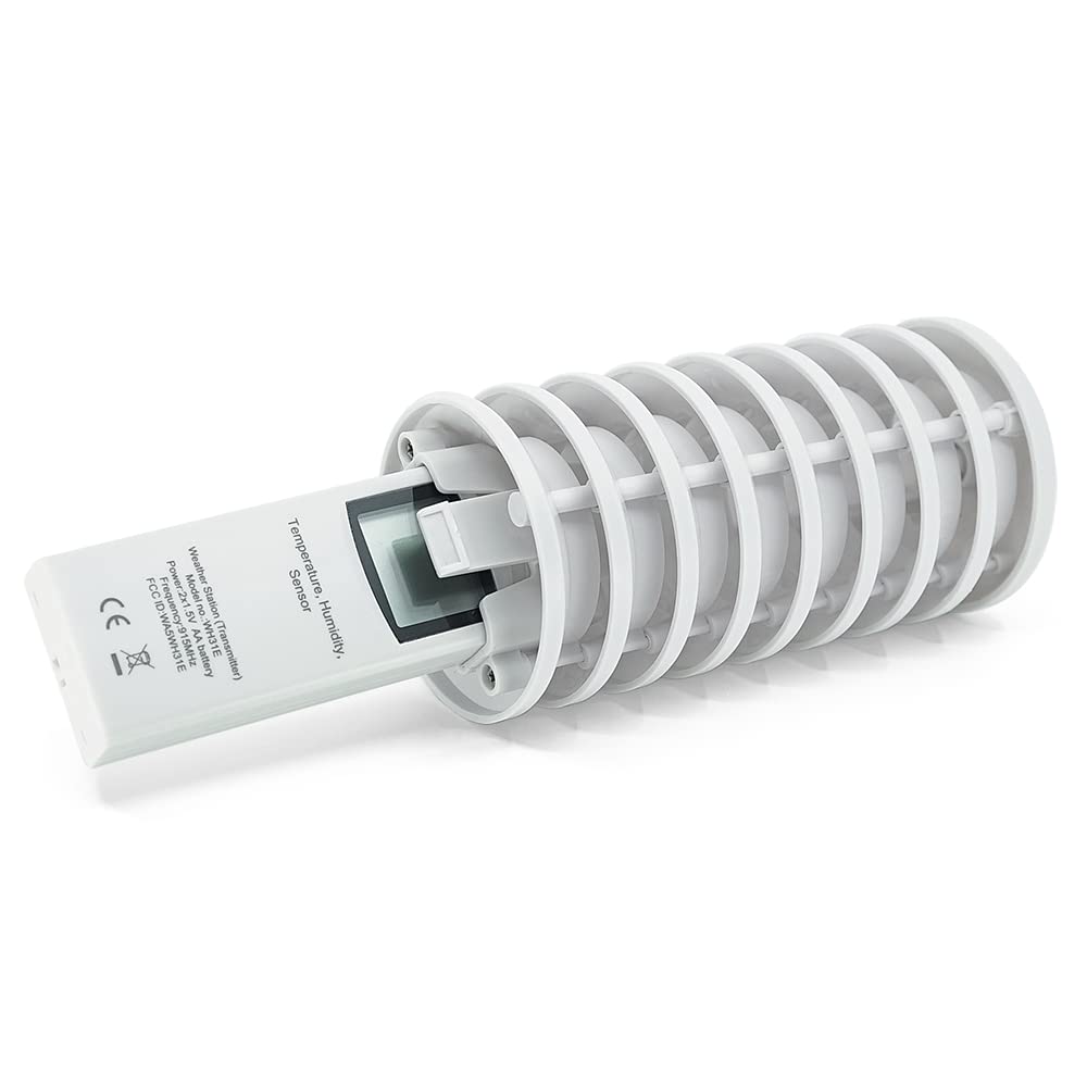 Ambient Weather pole-mounted shield in yard demonstrating stable outdoor placement