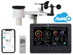Ambient Weather WS-2000 integrated sensor close-up showing wind, rain and solar sensors for accurate readings