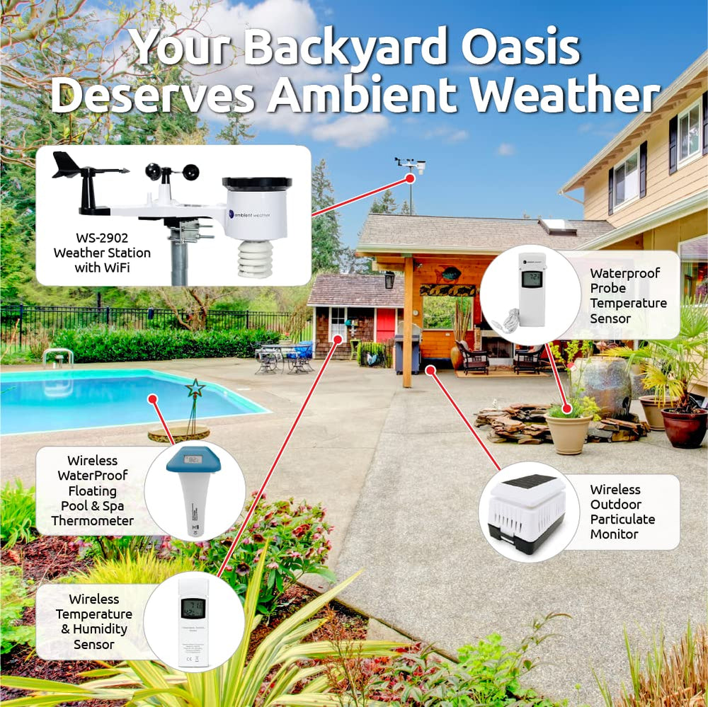 Ambient Weather WS-2902 installed in backyard demonstrating real-world monitoring benefits